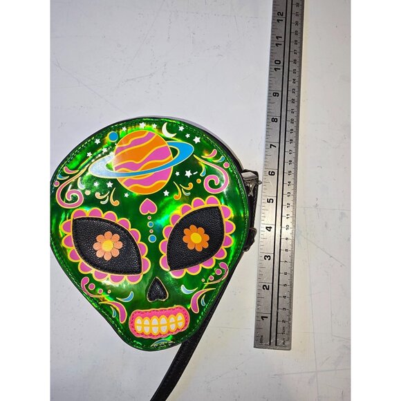 Sugar Skull Alien Crossbody Bag By Sleepyville Critters - Picture 5 of 5